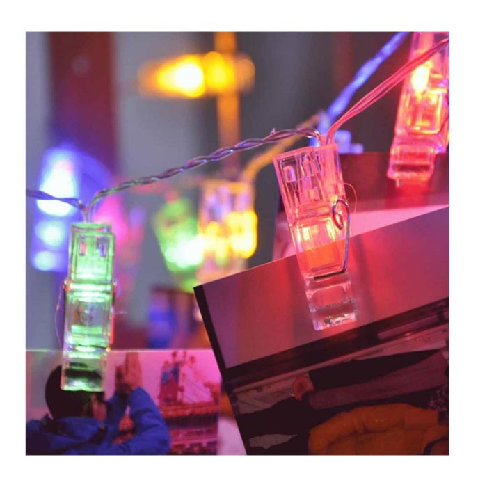  Διακοσμητική LED RGB Γιρλάντα Μπαταρίας με 16 Μανταλάκια 4.1 m Bakaji 02013046 