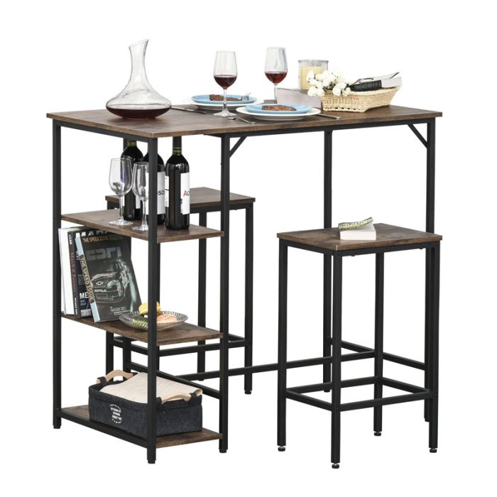  Σετ Μεταλλικό Ορθογώνιο Τραπέζι - Bar 109 x 60 x 100 cm με 2 Σκαμπό HOMCOM 835-338 