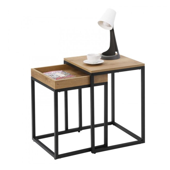  Σετ Μεταλλικά Βοηθητικά Τραπέζια Nesting 40 x 45 x 55 cm 2 τμχ VASAGLE LNT02N 