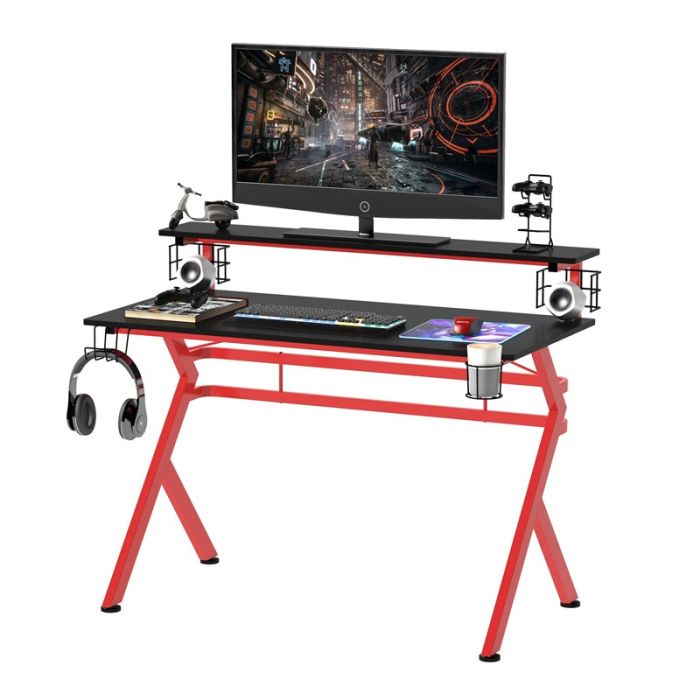  Μεταλλικό Γραφείο Gaming με Ξύλινη Επιφάνεια 120 x 60 x 96.5 cm HOMCOM 836-312 