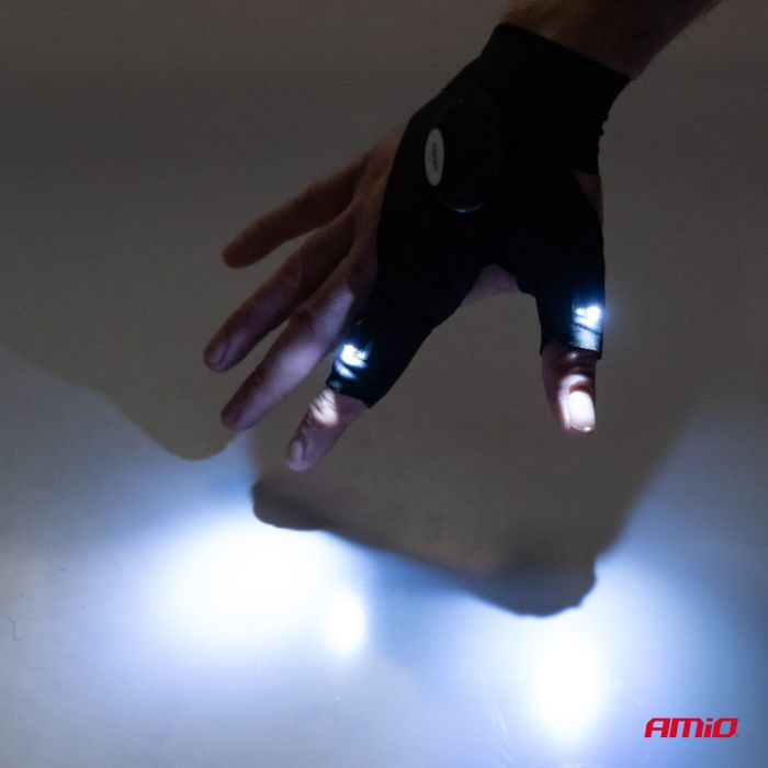  ΓΑΝΤΙΑ ΧΕΙΡΟΣ ΓΙΑ 2 ΔΑΧΤΥΛΑ ΜΕ 2 LED ΕΛΑΣΤΙΚΑ ΑΔΙΑΒΡΟΧΑ ΣΕ ΜΑΥΡΟ ΧΡΩΜΑ ΑMiO - 2 TEM. 
