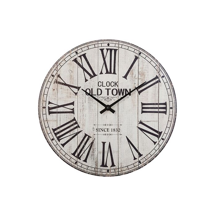  Ξύλινο Ρολόι Τοίχου 38 x 5.5 cm Χρώματος Λευκό Atmosphera 158120-White 