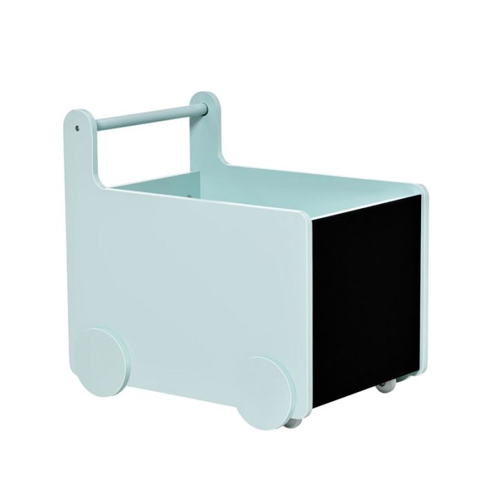  Τροχήλατο Ξύλινο Παιδικό Κουτί Αποθήκευσης με Μαυροπίνακες 35 x 47 x 45.5 cm Χρώματος Μπλε HOMCOM 311-033BU 