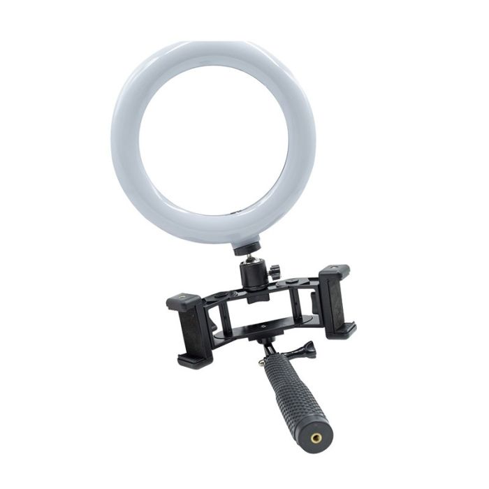 Φωτογραφικό Φωτιστικό LED Δαχτυλίδι Selfie 20 cm με 2 Βάσεις Κινητών και Τηλεχειριστήριο MWS18326