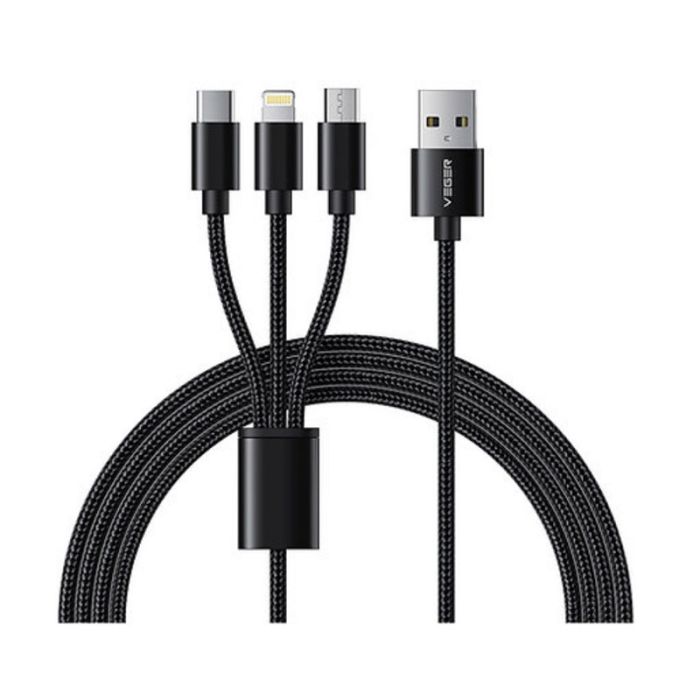  Καλώδιο Φόρτισης Braided USB-A σε Lightning / Type-C / Micro USB 1.5 m Veger V303 