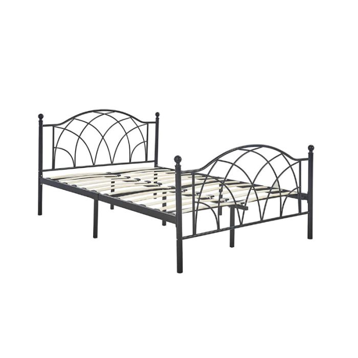  Διπλό Μεταλλικό Κρεβάτι 160 x 200 cm Χρώματος Μαύρο Lotti Hoppline HOP1001134-1 