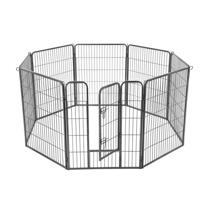 Οκτάγωνο Μεταλλικό Κλουβί - Πάρκο Εκπαίδευσης Σκύλου Βαρέως Τύπου 77 x 100 cm Χρώματος Γκρι Feandrea PPK81G 