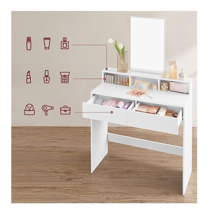  Ξύλινο Μπουντουάρ με Καθρέπτη 80 x 40 x 140 cm VASAGLE RDT113W01 