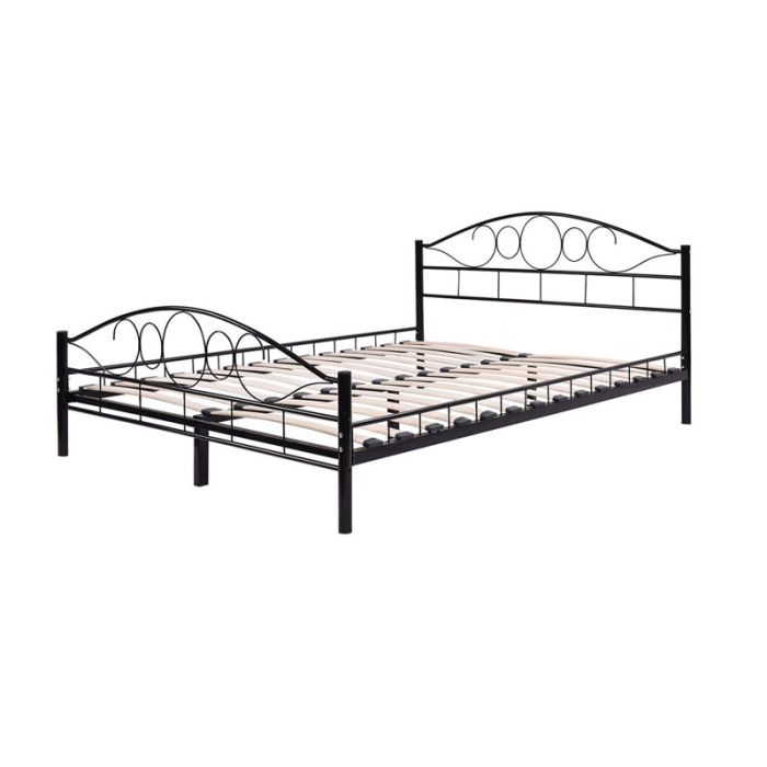  Διπλό Μεταλλικό Κρεβάτι 140 x 200 cm Χρώματος Μαύρο Hoppline HOP1000898-1 