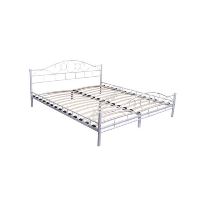  Διπλό Μεταλλικό Κρεβάτι 140 x 200 cm Χρώματος Λευκό Hoppline HOP1000898-2 