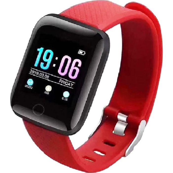 Smartwatch  με Bluetooth & Παλμογράφο 116 Plus - RED OEM