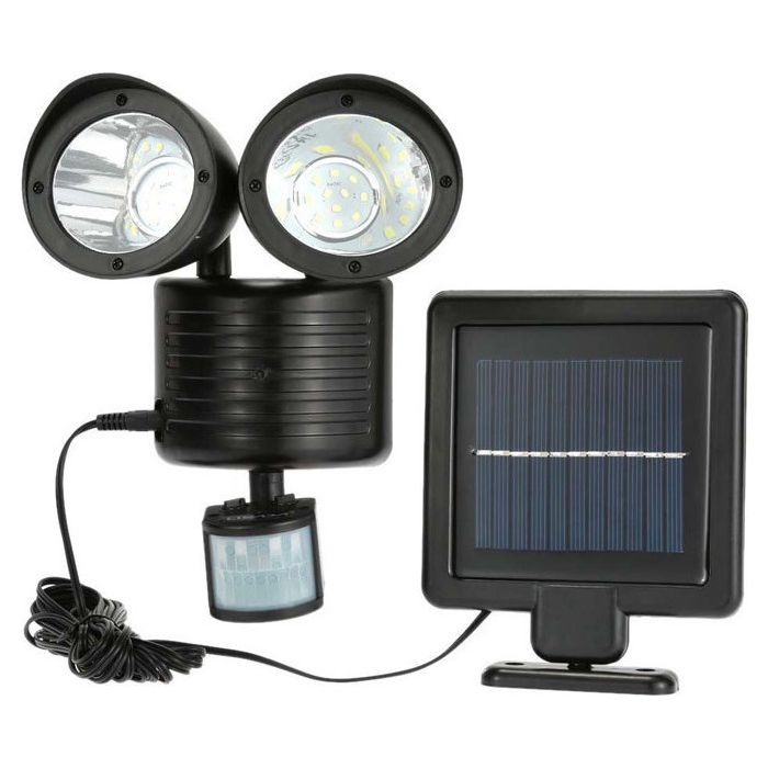 Hoppline Διπλός Ηλιακός Προβολέας LED ,Aνιχνευτής κίνησης ,Φωτοβολταϊκό,IP44 HOP1000695