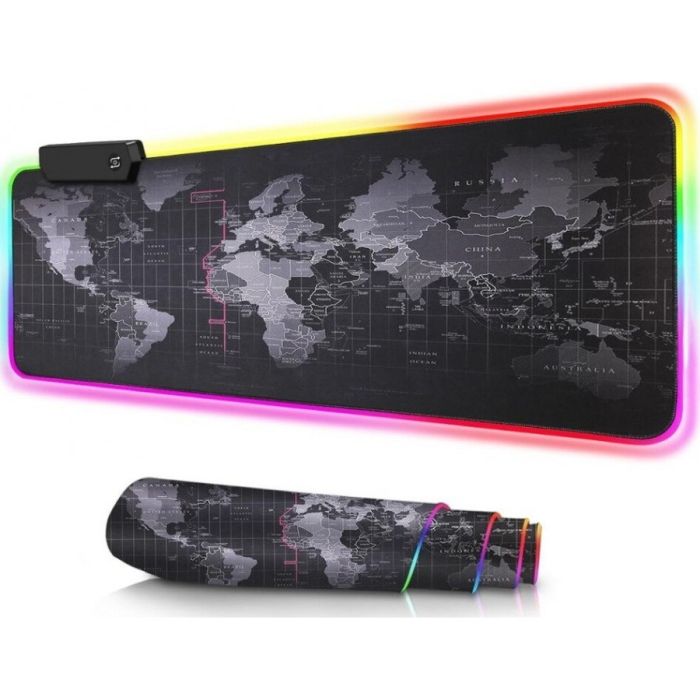 Gaming Mouse Pad XXL RGB World Map 900mm με RGB Φωτισμό Μαύρο