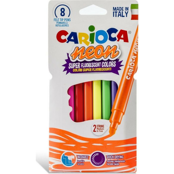 Carioca Neon Πλενόμενοι Μαρκαδόροι Ζωγραφικής Χονδροί σε 8 Χρώματα