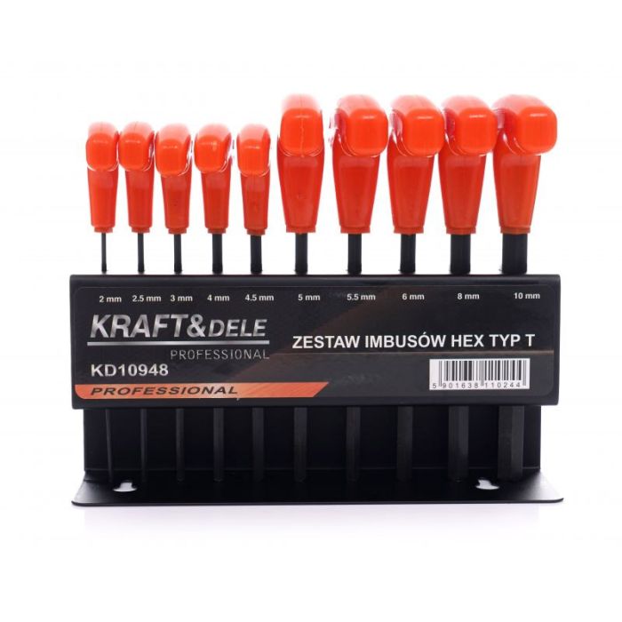  Σετ Κλειδιά Allen HEX Τύπου Τ με Βάση 10 τμχ Kraft&amp;Dele KD-10948 