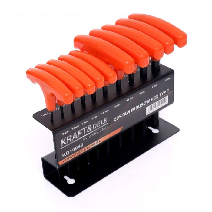  Σετ Κλειδιά Allen HEX Τύπου Τ με Βάση 10 τμχ Kraft&amp;Dele KD-10948 