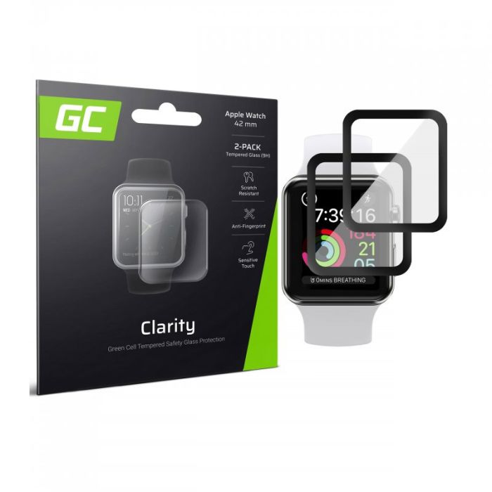  Σετ Προστασίας Οθόνης Tempered Glass 9H GC Clarity για Apple Watch 42mm 2 τμχ Green Cell GL88 