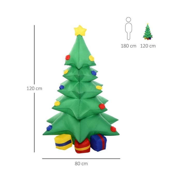 Φουσκωτό Χριστουγεννιάτικο Δέντρο και Δώρα 1.20 m με LED Φωτισμό HOMCOM 830-001V90