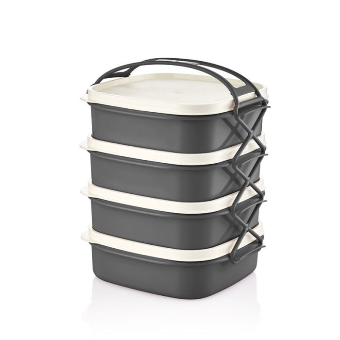  Πλαστικό Φαγητοδοχείο - Lunch Box 4 Επιπέδων 20 x 19 x 25.5 cm Herzberg HG-L765 