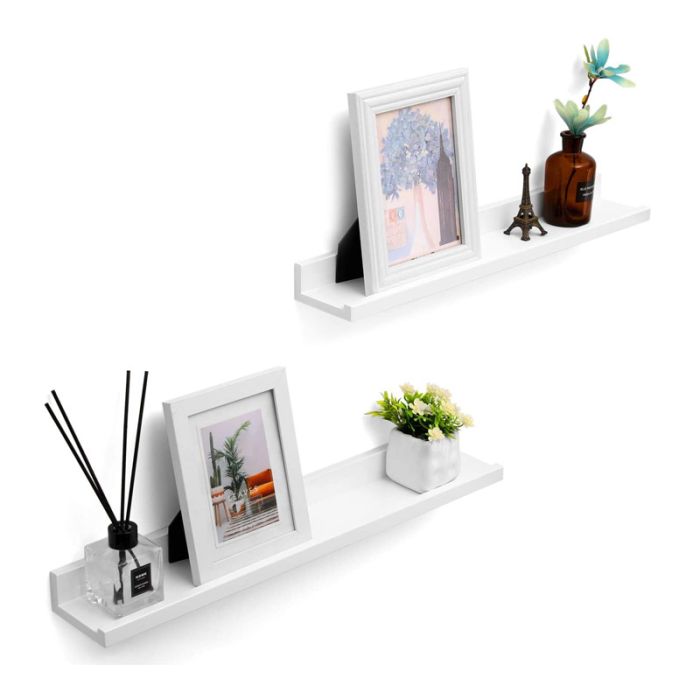  Σετ Επιτοίχια Ξύλινα Ράφια 60 x 10 x 5 cm 2 τμχ Songmics LWS60WT 
