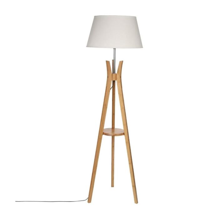  Ξύλινο Τρίποδο Φωτιστικό Δαπέδου με 1 Ράφι 156 cm 40 W Atmosphera 135451 