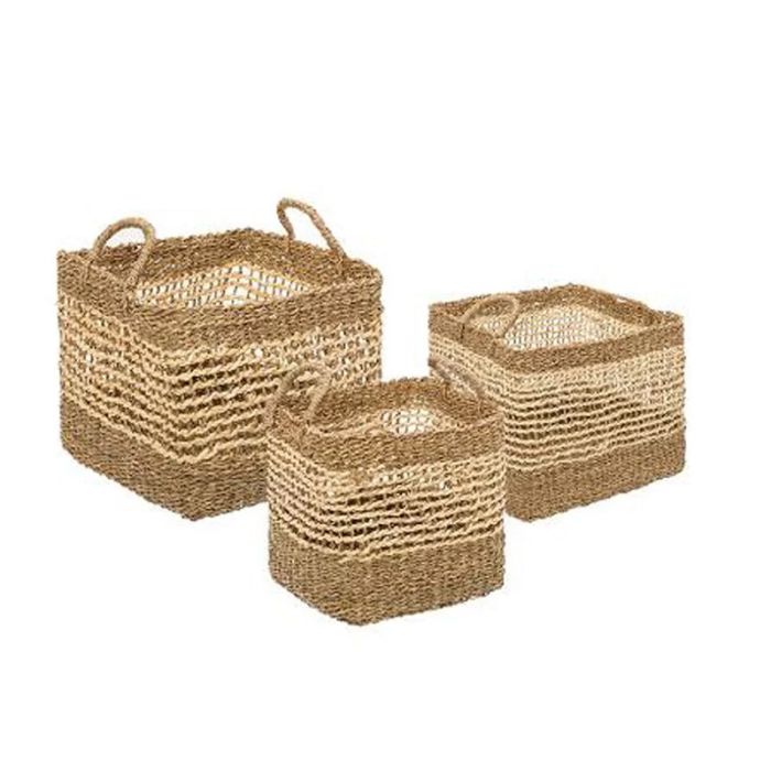 Σετ Ψάθινα Καλάθια Αποθήκευσης 38.5 x 34 x 29 cm 3 τμχ Atmosphera 168422 
