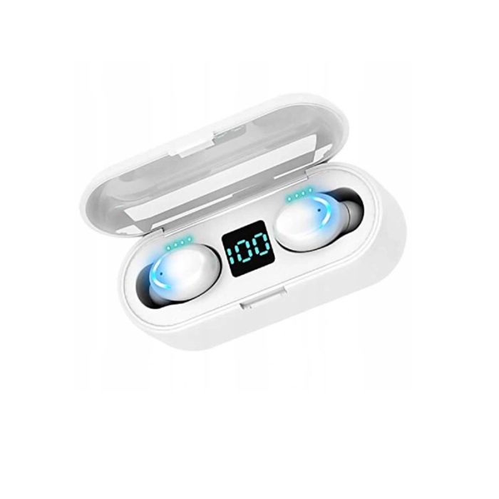  Ασύρματα Ακουστικά Bluetooth με Βάση Φόρτισης Χρώματος Λευκό TWS SPM F9-5c-White 