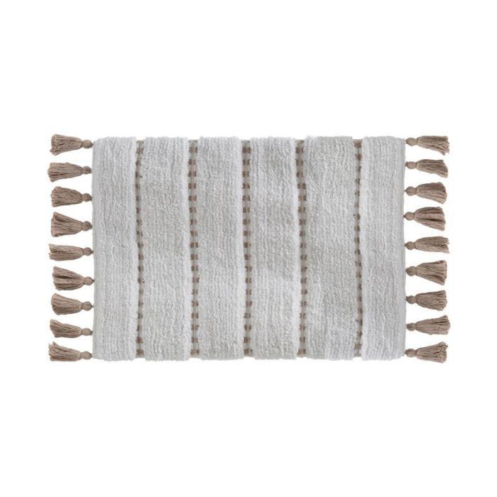  Βαμβακερό Χαλάκι Μπάνιου με Pompom 75 x 50 x 1 cm Χρώματος Taupe 5Five Simply Smart 174631A 