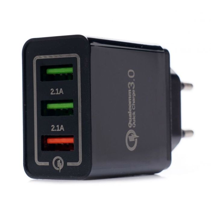  Φορτιστής Πρίζας με 2 Θύρες USB 2.1A και 1 USB QC 3.0 Kraft&amp;Dele KD-1236 