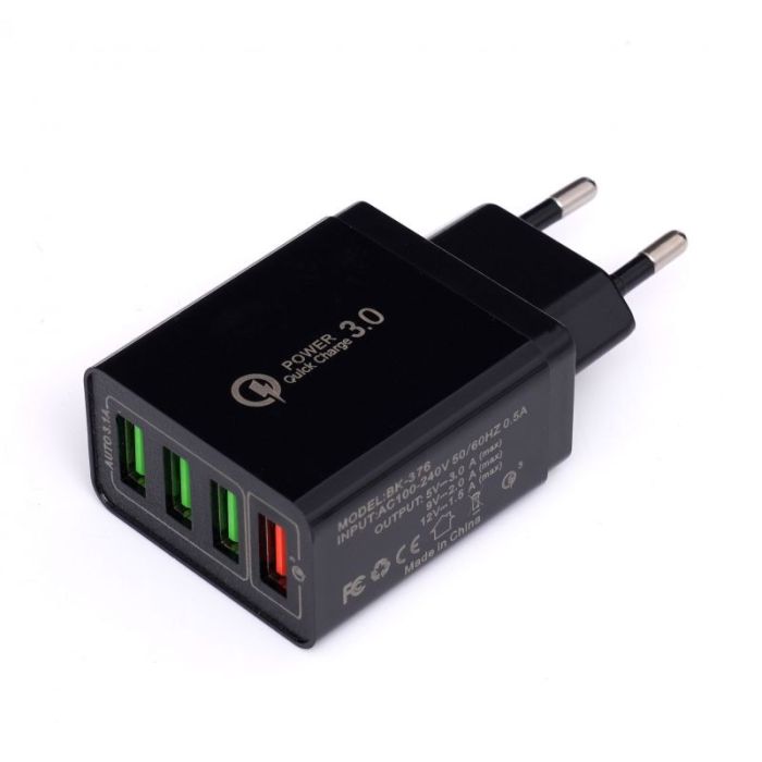  Φορτιστής Πρίζας με 3 Θύρες USB 3.1A και 1 USB QC 3.0 Kraft&amp;Dele KD-1237 