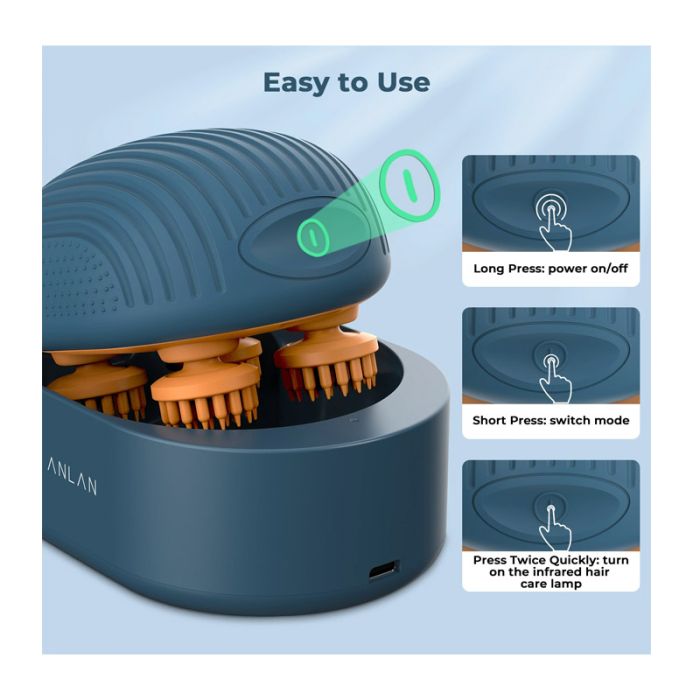 Ασύρματη Ηλεκτρική Συσκευή Μασάζ Κεφαλής Scalp Massager Anlan 10-ATBA11-03A