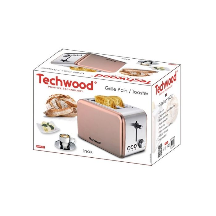 Φρυγανιέρα 2 Θέσεων 850 W Χρώματος Ροζ Techwood TGPI-721