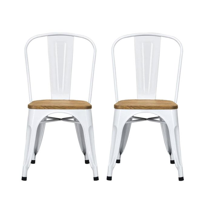 Σετ Μεταλλικές Καρέκλες με Ξύλινο Κάθισμα 84 x 48 x 45 cm 2 τμχ Hoppline HOP1001226-1