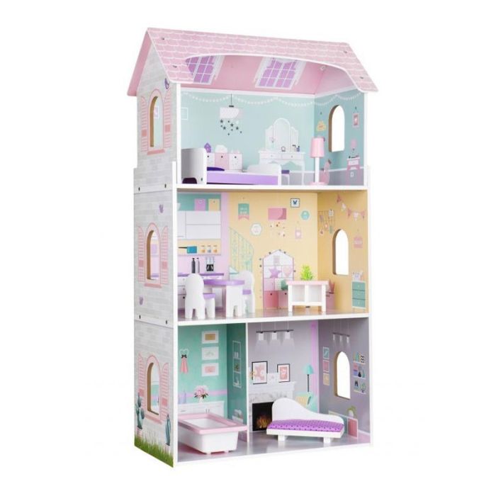  Ξύλινο Παιδικό Κουκλόσπιτο 3 Ορόφων 53.5 x 27 x 95 cm Anna Ecotoys 4121 