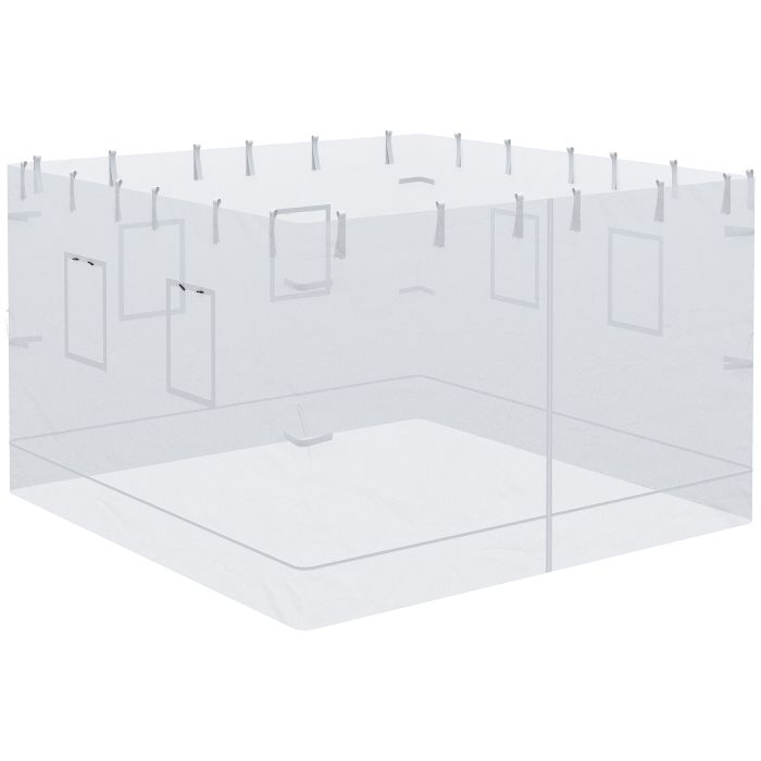  Outsunny 3x3 Nylon Gazebo Wall, Σετ 3 τεμαχίων κουνουπιέρα με 6 παράθυρα και πόρτα με φερμουάρ, 300Lx195cm 