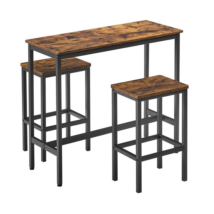  Σετ Μεταλλικό Ορθογώνιο Τραπέζι - Bar 100 x 40 x 90 cm με 2 Σκαμπό VASAGLE LBT218B01 