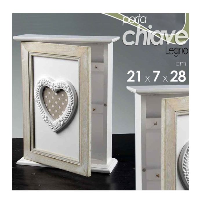  Ξύλινη Κλειδοθήκη Τοίχου Shabby Chic 21 x 7 x 28 cm Bakaji 02814661 