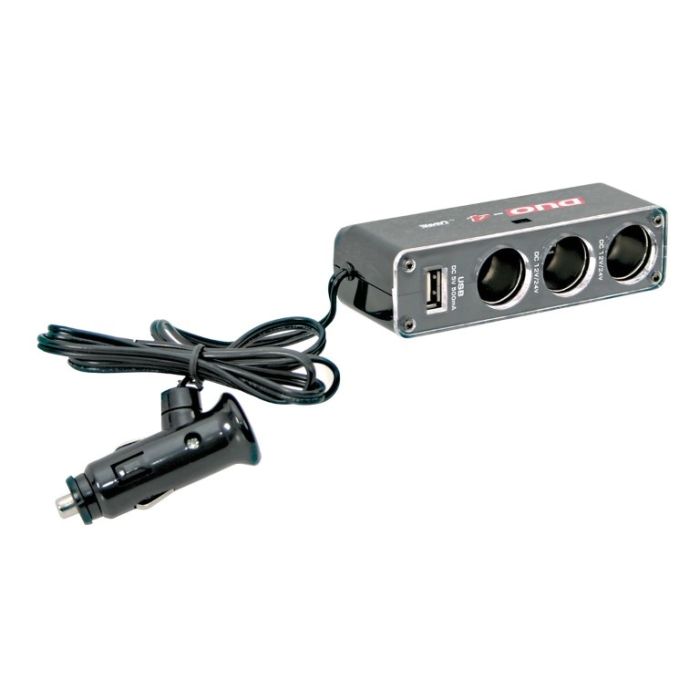  ΑΝΤΑΠΤΟΡΑΣ ΑΝΑΠΤΗΡΑ 3 ΘΕΣΕΩΝ 12/24V- 5A ΜΕ USB 5V ΚΑΙ LED DUAL-POWER ΜΕ ΚΑΛΩΔΙΟ 90 cm (ΠΟΛΥΠΡΙΖΟ) 