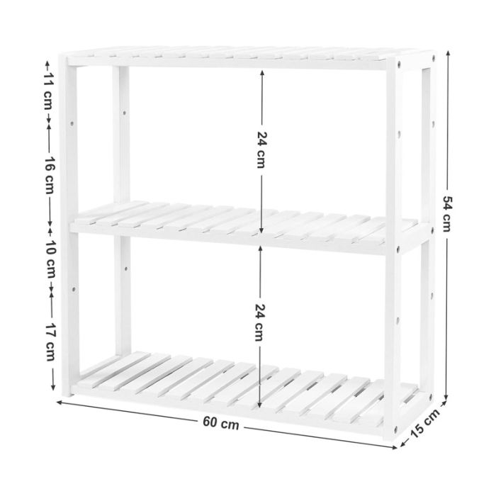  Ξύλινη Ραφιέρα από Μπαμπού με 3 Ρυθμιζόμενα Ράφια 60 x 15 x 54 cm Songmics BCB13W 
