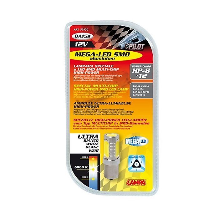  P21W 12V BA15s MEGA-LED20 ΑΛΟΥΜΙΝΙΟΥ COB ΔΙΑΘΛΑΣΗΣ (ΜΟΝΟΠΟΛΙΚΟ) BLISTER 1ΤΕΜ. 