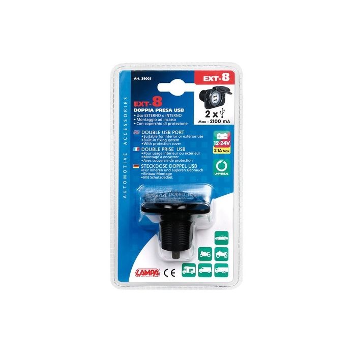  ΠΡΙΖΑ ΦΟΡΤΙΣΗΣ ΜΕ ΚΑΠΑΚΙ ΜΕ 2 USB 12/24V EXT-8 