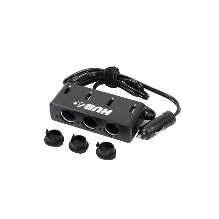  Αντάπτορας Αναπτήρα Τριπλός με 4 USB 12/24V με καλώδιο 85cm 
