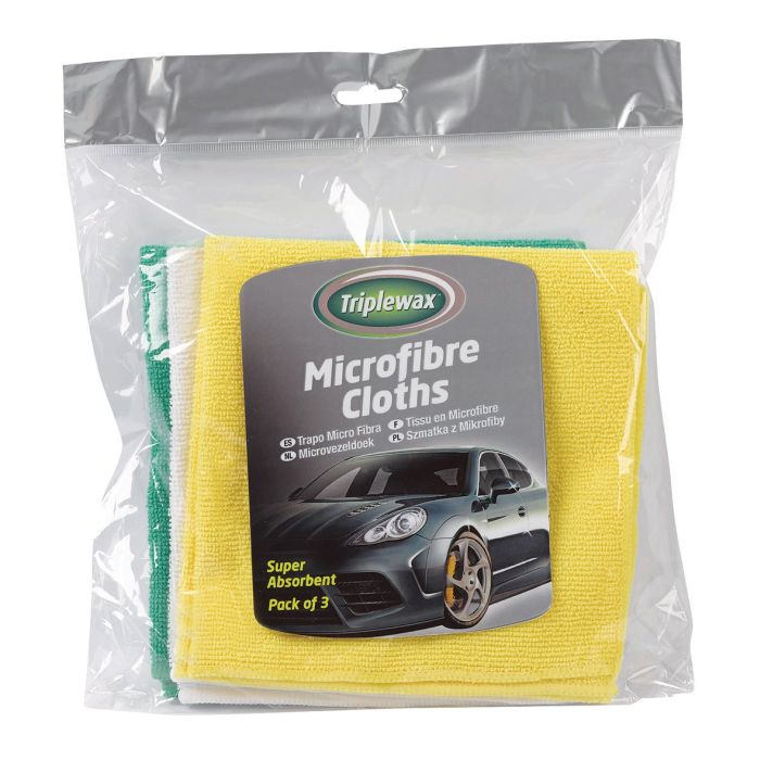  ΠΑΝΙΑ ΚΑΘΑΡΙΣΜΟΥ ΜΕ ΜΙΚΡΟΪΝΕΣ (MICROFIBRE) 34x33cm (ΚΙΤΡΙΝΟ/ΠΡΑΣΙΝΟ/ΛΕΥΚΟ) 3 ΤΕΜ. CARPLAN TRIPLEWAX MICROFIBRE CLOTHS 