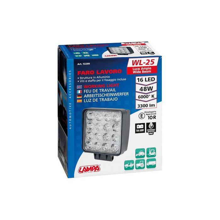  ΠΡΟΒΟΛΕΑΣ ΕΡΓΑΣΙΑΣ  WL-25 16LED 48W 3300lm 10-30V (108x128x58mm) ΦΩΣ ΔΙΑΘΛΑΣΗΣ -1ΤΕΜ. 