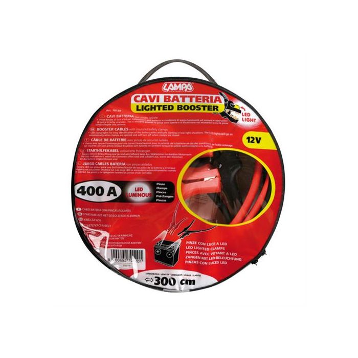  Καλώδια Φορτισης 300CM 400AMP 12V με φως LED 