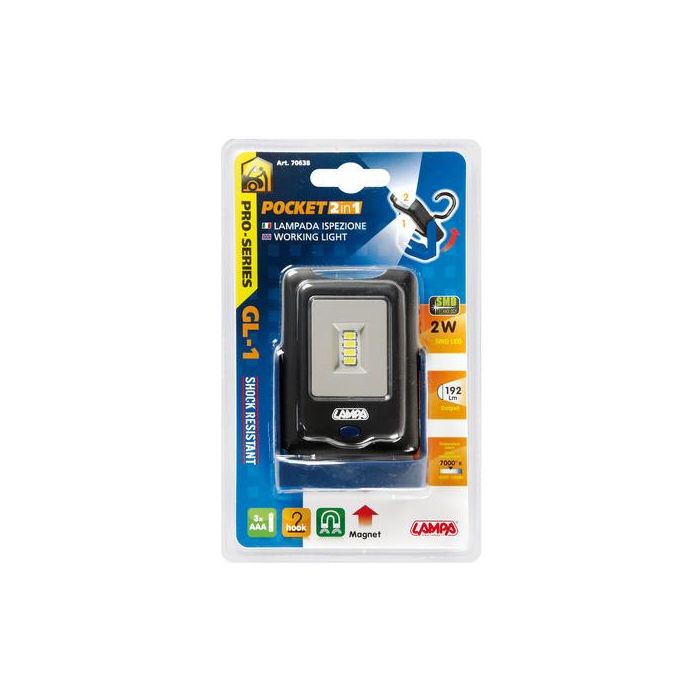  ΦΑΚΟΣ GL-1 ΜΕ 7LED192lm 2W 7.000K PRO-SERIES ΑΔΙΑΒΡΟΧΟΣ ΜΕ ΜΑΓΝΗΤΙΚΗ ΒΑΣΗ+ΓΑΝΤΖΟΣ 