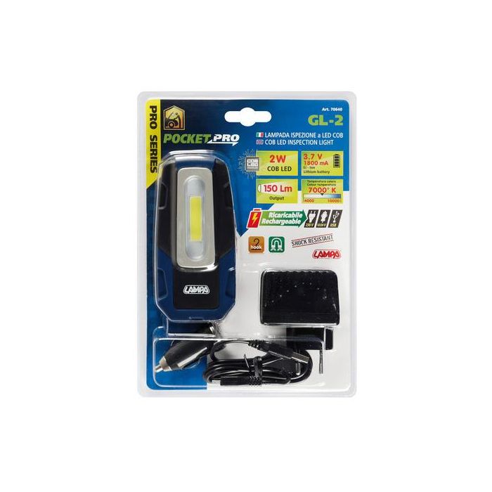  ΦΑΚΟΣ GL-2 12/24/230V/USB COB LED 150lm 2W 7.000K PRO-SERIES ΑΔΙΑΒΡΟΧΟΣ ΜΕ ΜΑΓΝΗΤΙΚΗ ΒΑΣΗ+ΓΑΝΤΖΟΣ 