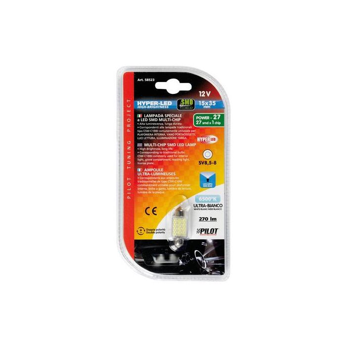  ΛΑΜΠΑΚΙ ΠΛΑΦΟΝΙΕΡΑΣ 12V 15x35mm 270lm HYPER-LED27 ΛΕΥΚΟ (ΔΙΠΛΗΣ ΠΟΛΙΚΟΤΗΤΑΣ) 1ΤΕΜ. 