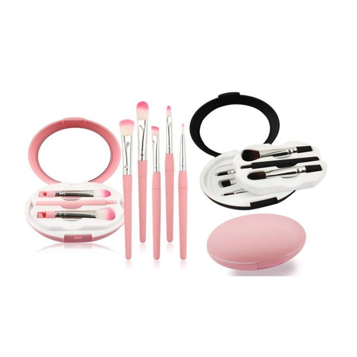  Mini Σετ Πινέλων Μακιγιάζ Travel Kit Χρώματος Ροζ SPM DB4017 