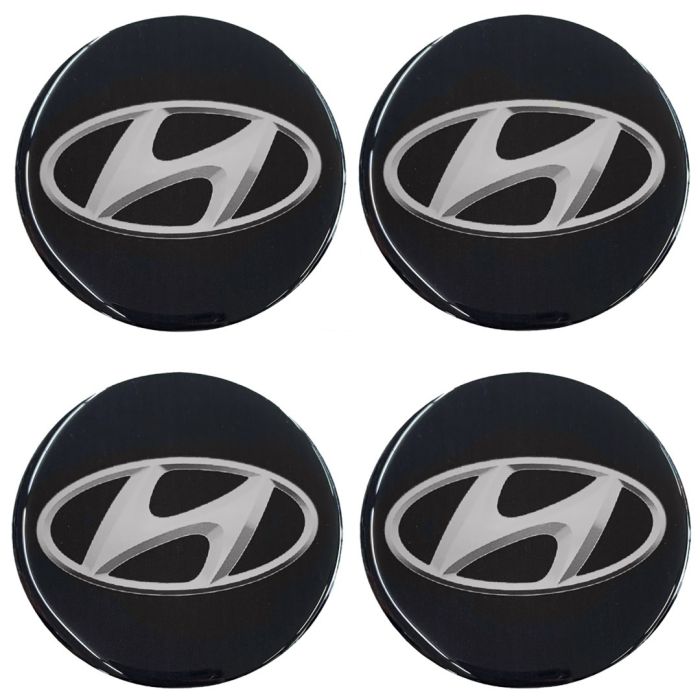  HYUNDAI ΑΥΤΟΚΟΛΛΗΤΑ ΣΗΜΑΤΑ ΖΑΝΤΩΝ 6 cm ΜΑΥΡΟ/ΧΡΩΜΙΟ ΜΕ ΕΠΙΚΑΛΥΨΗ ΣΜΑΛΤΟΥ  - 4 ΤΕΜ. 